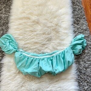 Teal Off-Shoulder Crop Top